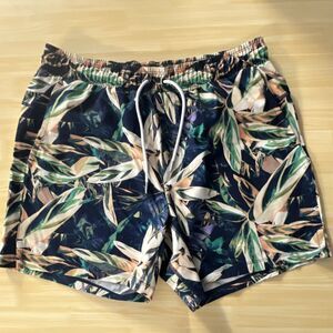 All in Motion Men's Multicolor Floral Swim Shorts L Drawstring Back Pocket